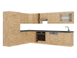 Cocina esquinera roble dorado 347x60x81.6 fame-line