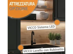 Cocina esquinera rojo brillo intenso/antracita 287x46x81.6 r-line