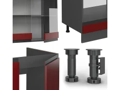 Cocina esquinera rojo/antracita 277x60x81.6 r-line