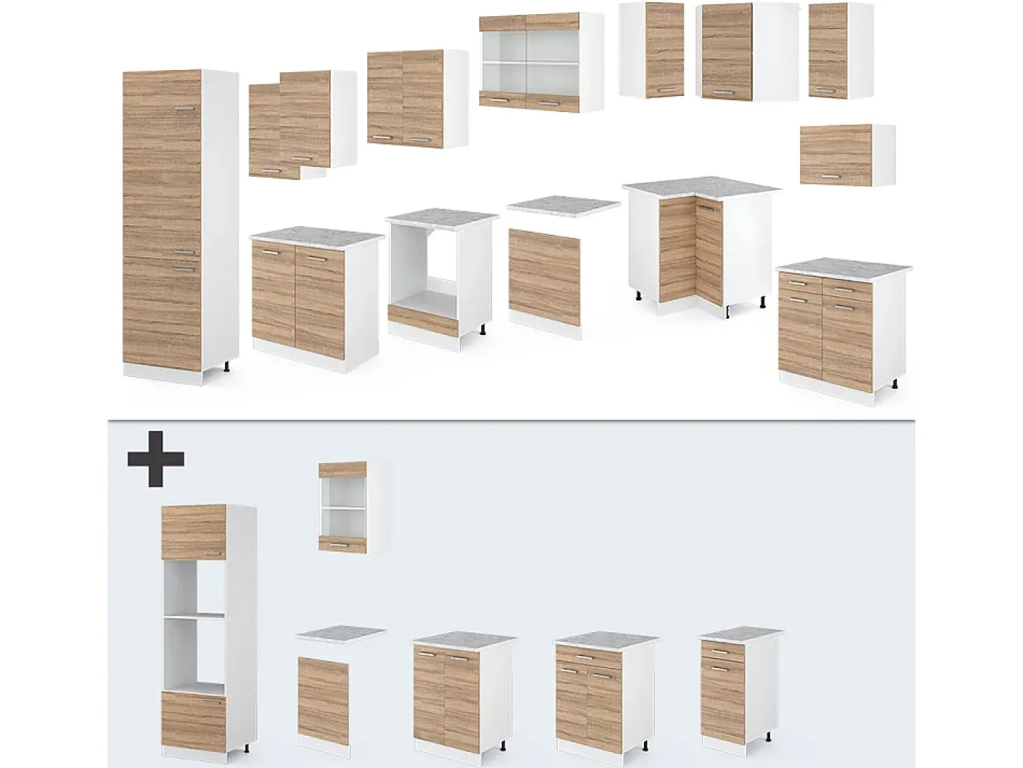 Cocina esquinera sonoma 287x46x81.6 r-line