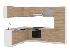 Cocina esquinera sonoma 287x46x81.6 r-line