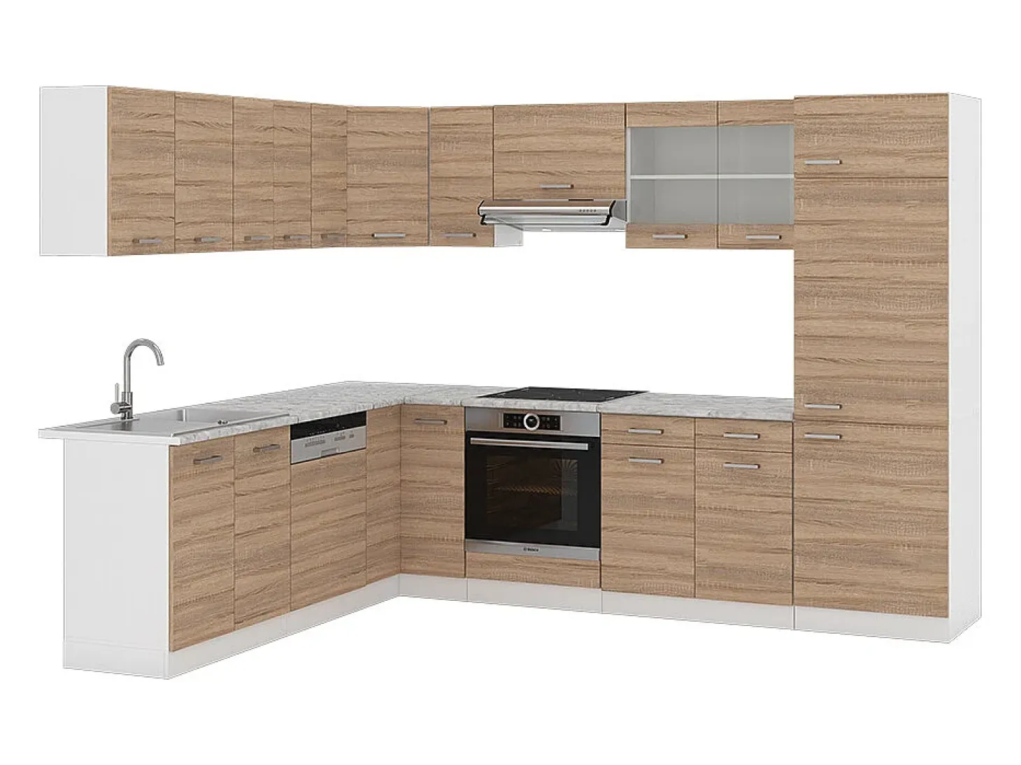 Cocina esquinera sonoma 287x46x81.6 r-line