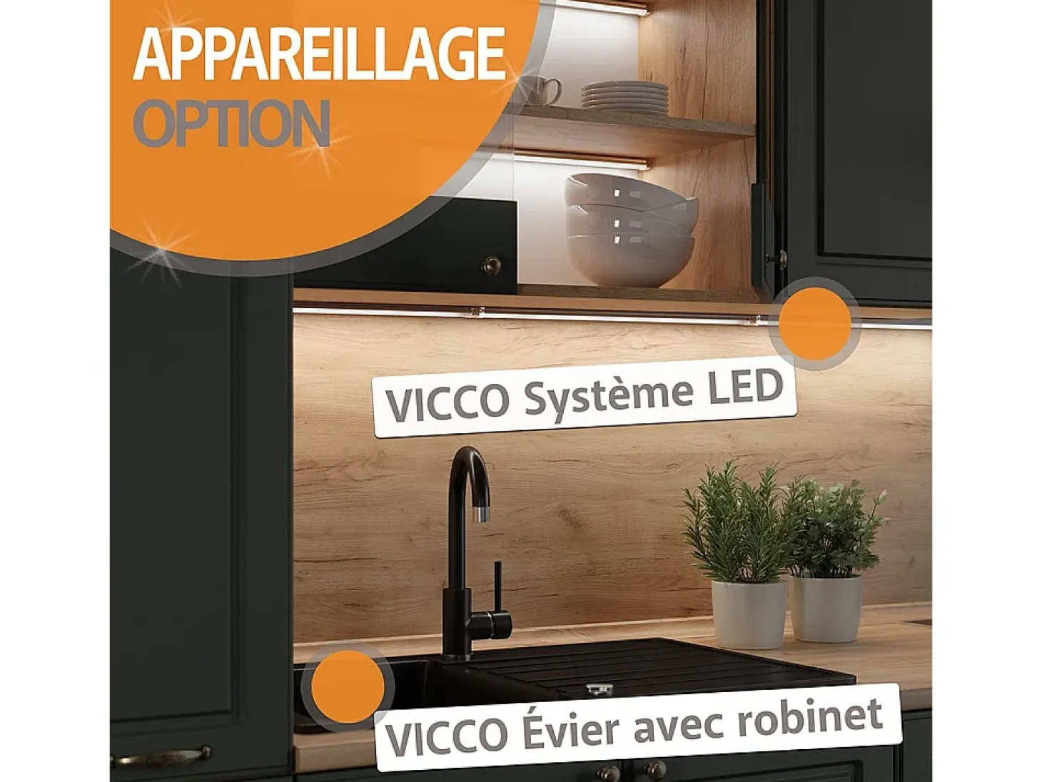 Cocina esquinera sonoma/blanco 287x60x81.6 r-line