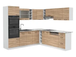 Cocina esquinera sonoma/blanco 247x46x81.6 r-line