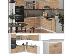 Cocina esquinera sonoma/blanco 247x46x81.6 r-line