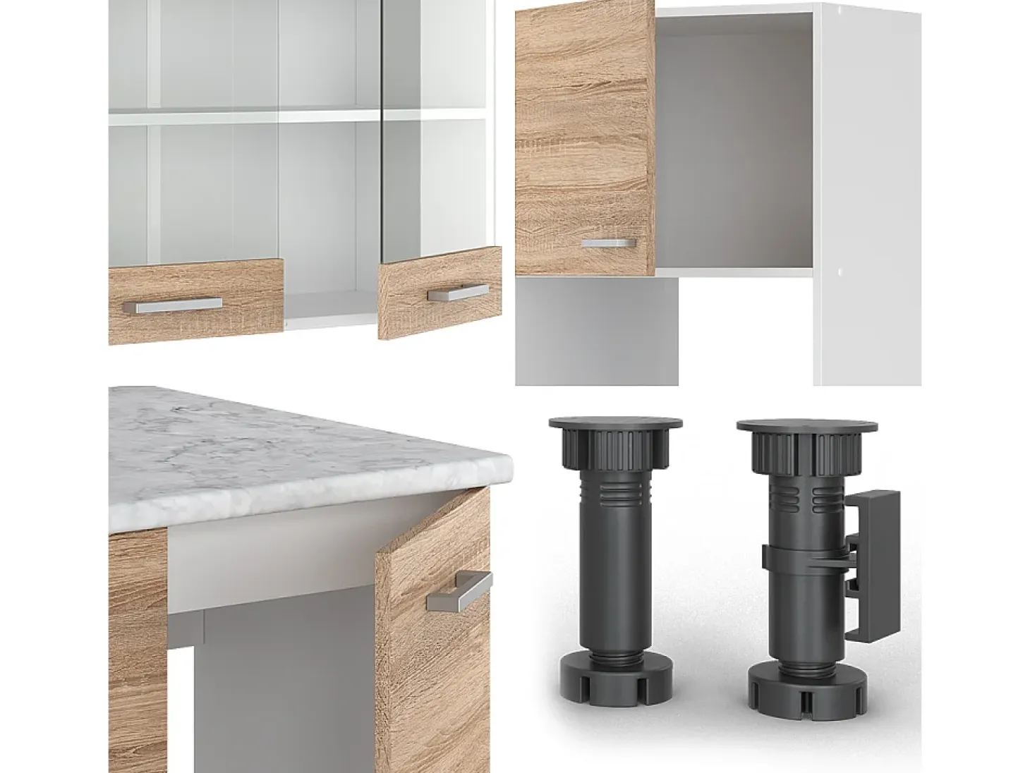 Cocina esquinera sonoma/blanco 247x46x81.6 r-line