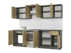 Cocina estilo roble y gris antracita Wotan RUSTICA