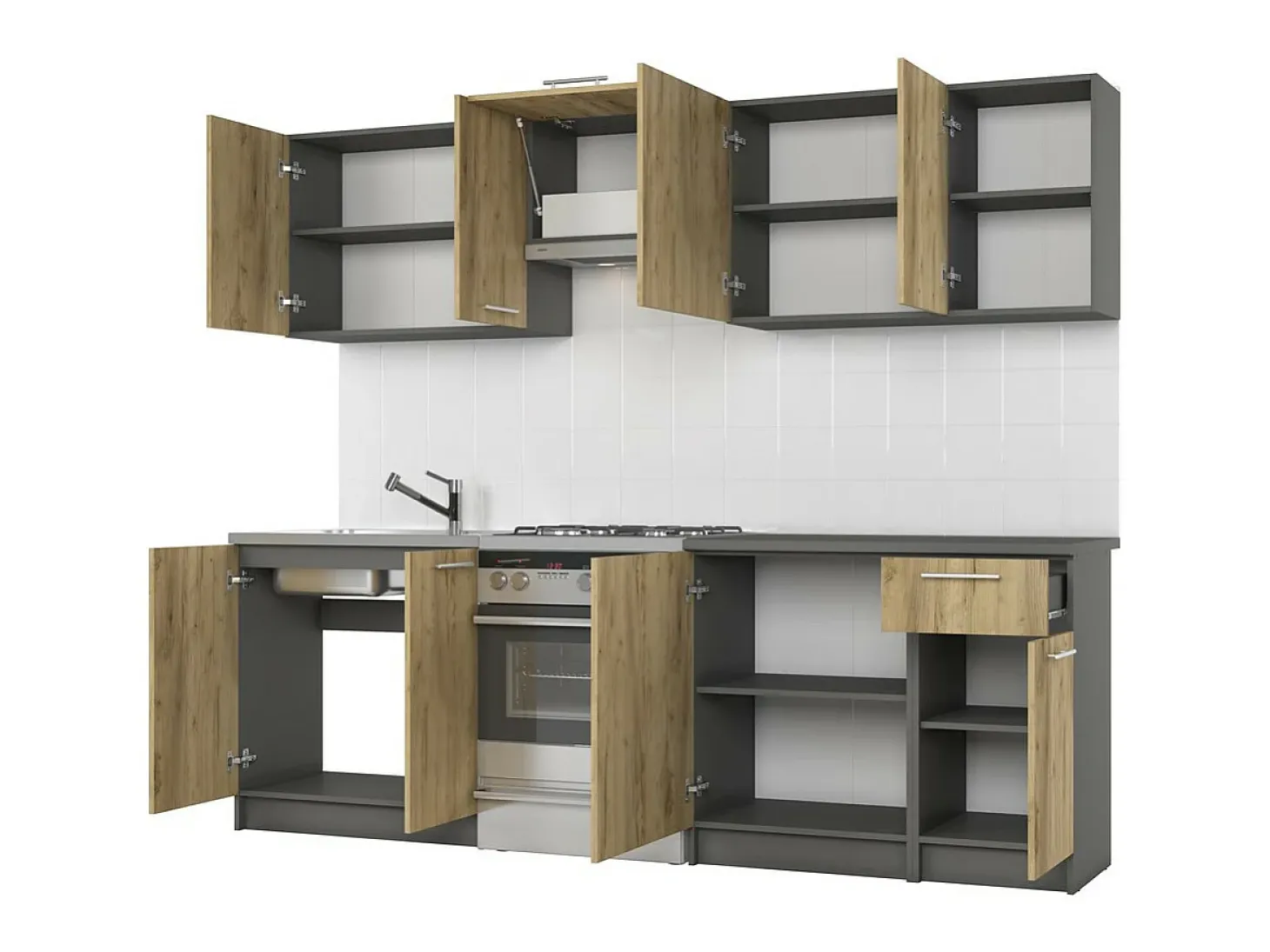 Cocina estilo roble y gris antracita Wotan RUSTICA