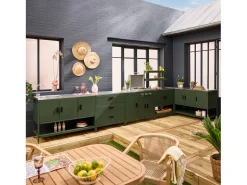 Cocina exterior con barbacoa de gas + 6 módulos de acero inoxidable