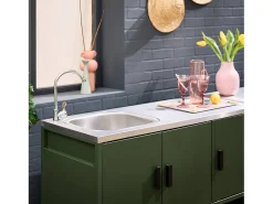 Cocina exterior con barbacoa de gas + 6 módulos de acero inoxidable