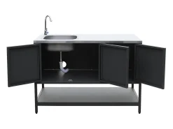Cocina exterior de 3 módulos en acero inoxidable negro
