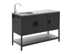 Cocina exterior de 3 módulos en acero inoxidable negro