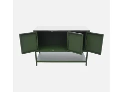 Cocina exterior de acero 3 puertas y 1 estante, 120cm verde