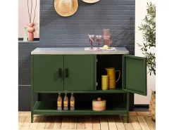 Cocina exterior de acero 3 puertas y 1 estante, 120cm verde