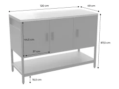Cocina exterior de acero 3 puertas y 1 estante, 120cm verde