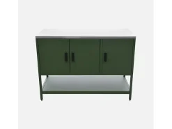 Cocina exterior de acero 3 puertas y 1 estante, 120cm verde
