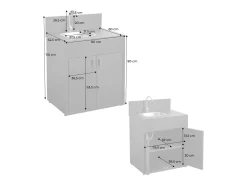 Cocina exterior de acero con fregadero y 2 puertas, 80cm negro