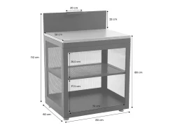 Cocina exterior de acero y decoración de madera 1 estante, 80cm negro