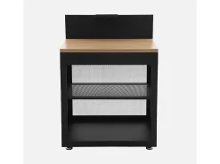 Cocina exterior de acero y decoración de madera 1 estante, 80cm negro