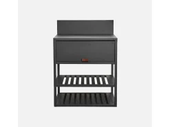 Cocina exterior de acero, 1 armario, 2 estantes, 80cm negro