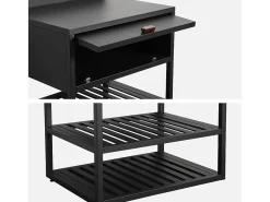 Cocina exterior de acero, 1 armario, 2 estantes, 80cm negro