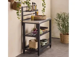 Cocina exterior de acero 2 estantes, 80cm negro