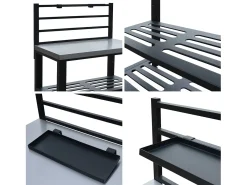 Cocina exterior de acero 2 estantes, 80cm negro