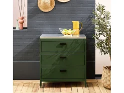 Cocina exterior de acero 3 cajones, 80cm verde