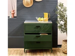 Cocina exterior de acero 3 cajones, 80cm verde