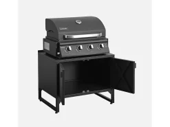 Cocina exterior de acero, 2 puertas, 80cm negro