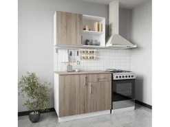 Cocina Liz haaus, Roble Sonoma Oscuro/Blanco, L 100 cm