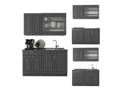 Cocina para solteros antracita-oro landhaus 140x46x81.6 fame-line
