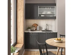 Cocina para solteros antracita-oro/blanco 140x60x81.6 fame-line