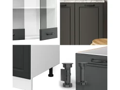 Cocina para solteros antracita casa de campo/blanco 140x60x81.6 r-line