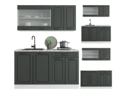Cocina para solteros antracita casa de campo/blanco 140x60x81.6 r-line