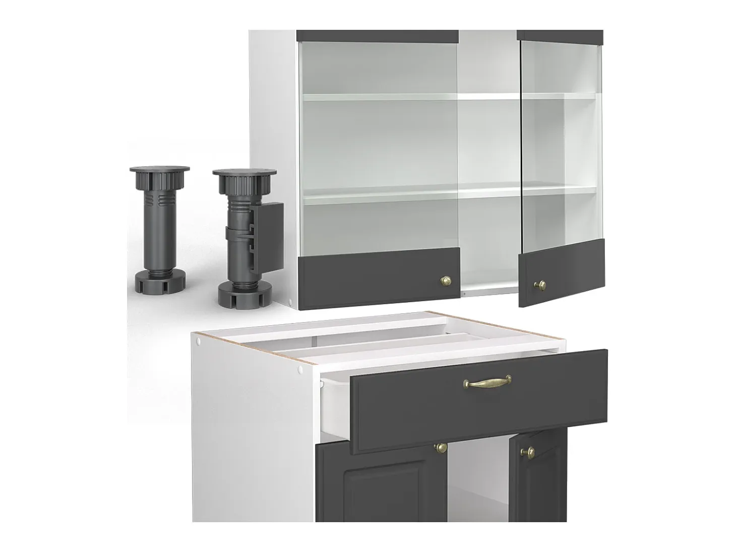 Cocina para solteros antracita-oro/blanco 140x46x81.6 fame-line
