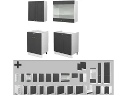 Cocina para solteros antracita-oro/blanco 140x46x81.6 fame-line