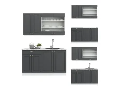 Cocina para solteros antracita-oro/blanco 140x46x81.6 fame-line