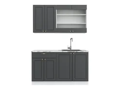 Cocina para solteros antracita-oro/blanco 140x46x81.6 fame-line