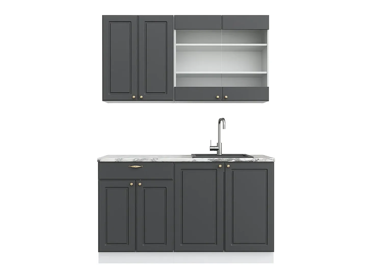 Cocina para solteros antracita-oro/blanco 140x46x81.6 fame-line