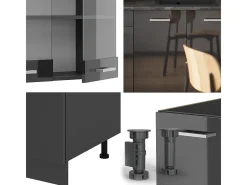 Cocina para solteros antracita brillo intenso/antracita 140x46x81.6 r-line