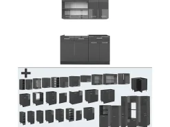 Cocina para solteros antracita brillo intenso/antracita 140x46x81.6 r-line