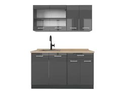 Cocina para solteros antracita brillo intenso/antracita 140x46x81.6 r-line