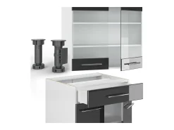 Cocina para solteros antracita alto brillo 140x46x81.6 fame-line
