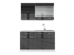 Cocina para solteros antracita alto brillo 140x46x81.6 fame-line