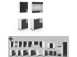 Cocina para solteros antracita alto brillo 140x46x81.6 fame-line
