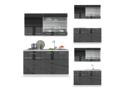 Cocina para solteros antracita alto brillo 140x46x81.6 fame-line