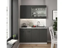 Cocina para solteros antracita casa de campo/blanco 140x60x81.6 fame-line