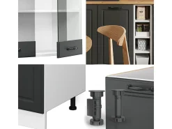 Cocina para solteros antracita casa de campo/blanco 160x46x81.6 r-line
