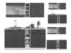 Cocina para solteros antracita casa de campo/blanco 160x46x81.6 r-line